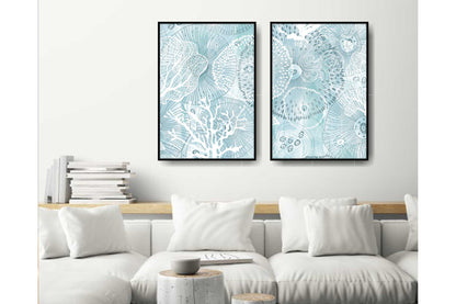 Set of 2 prints A4 Size. Beach Ocean Wall Art. Watercolour coral Prints. #0277