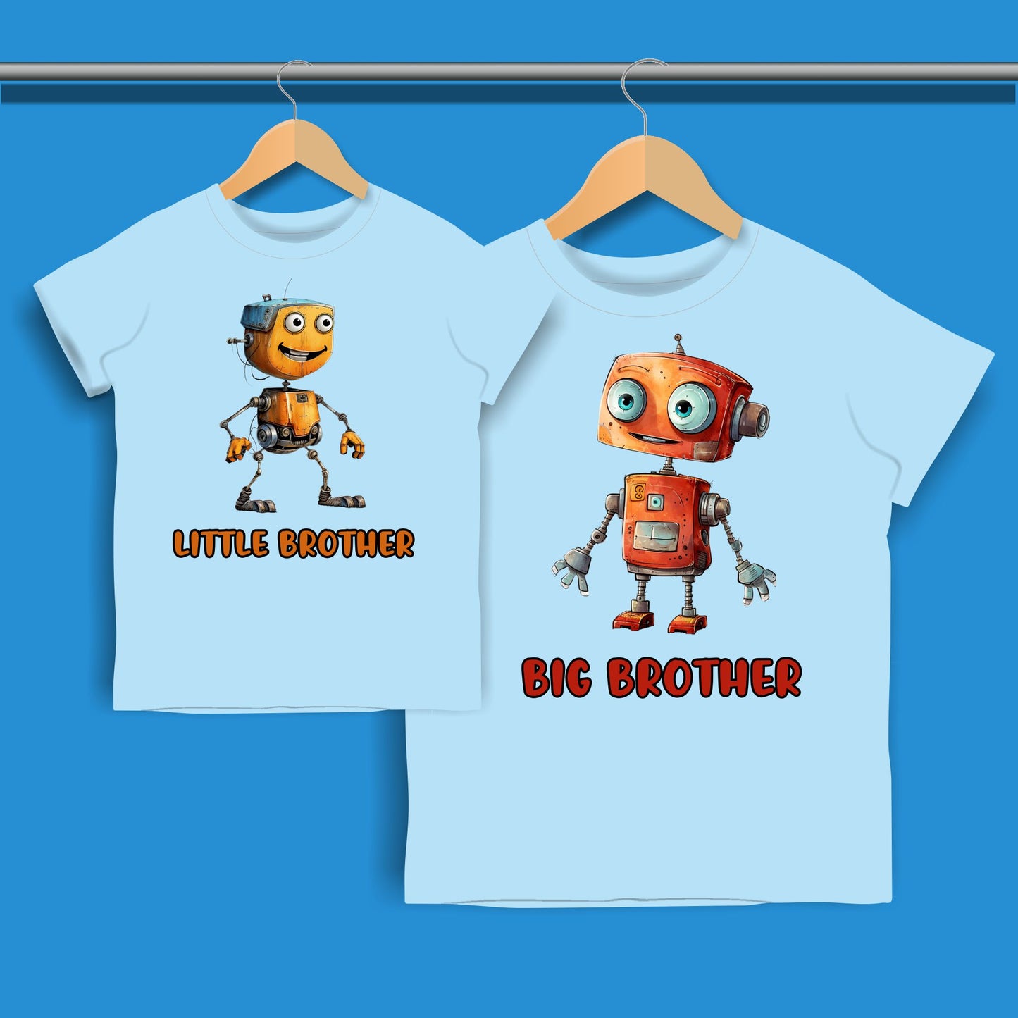 Robot Big Brother Little Brother T-shirt for Boys