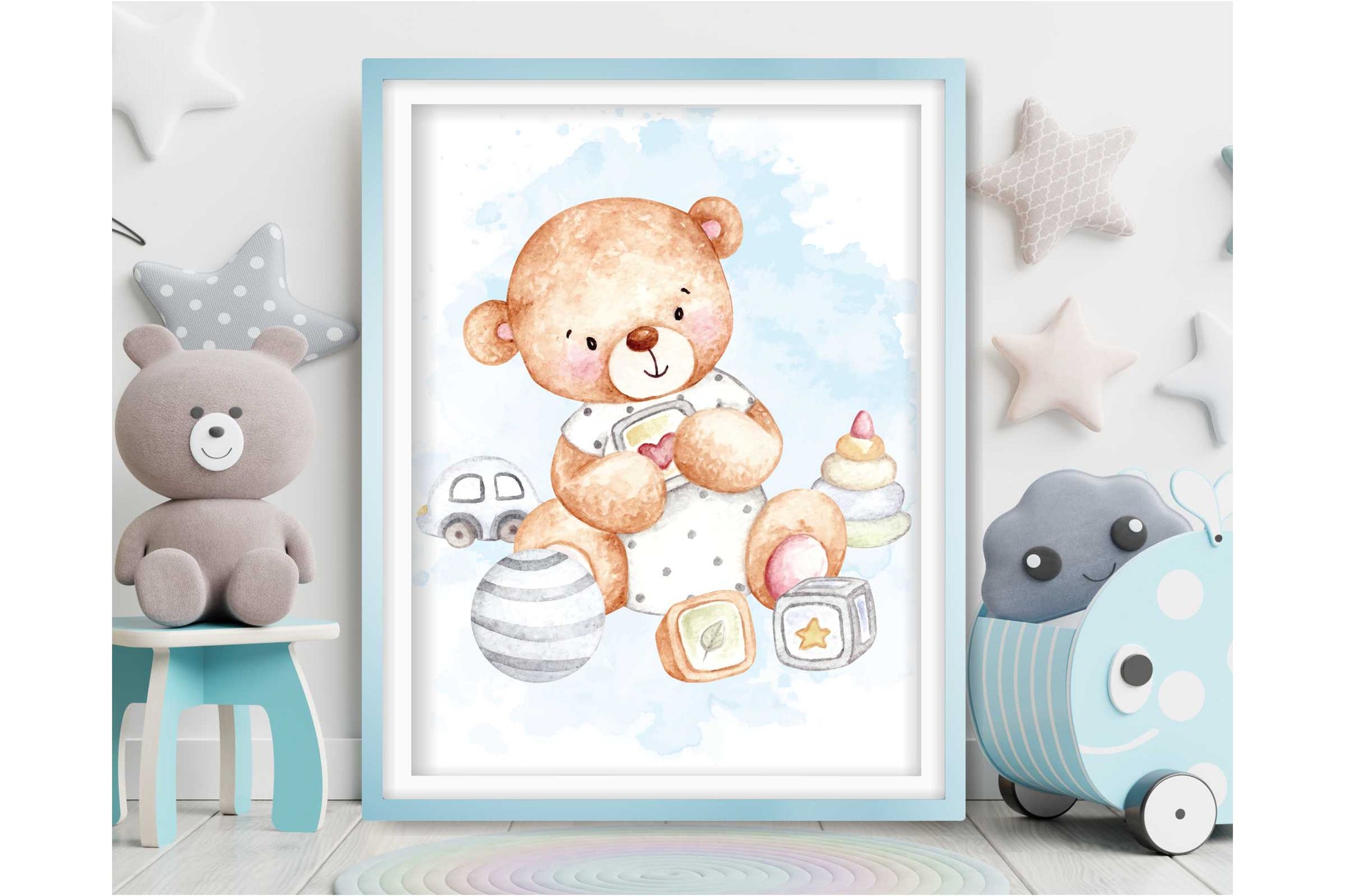 Wall Art Print for Boys Room. Teddy Bear 