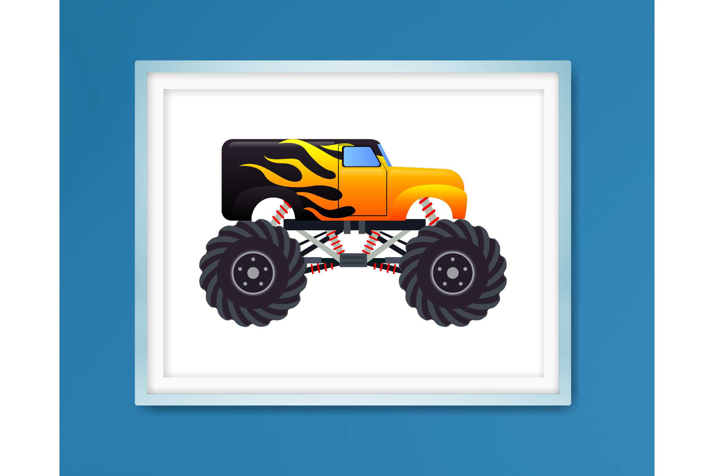 Wall Art Print for Boys Room Monster Trucks