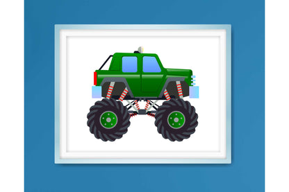 Wall Art Print for Boys Room Monster Trucks