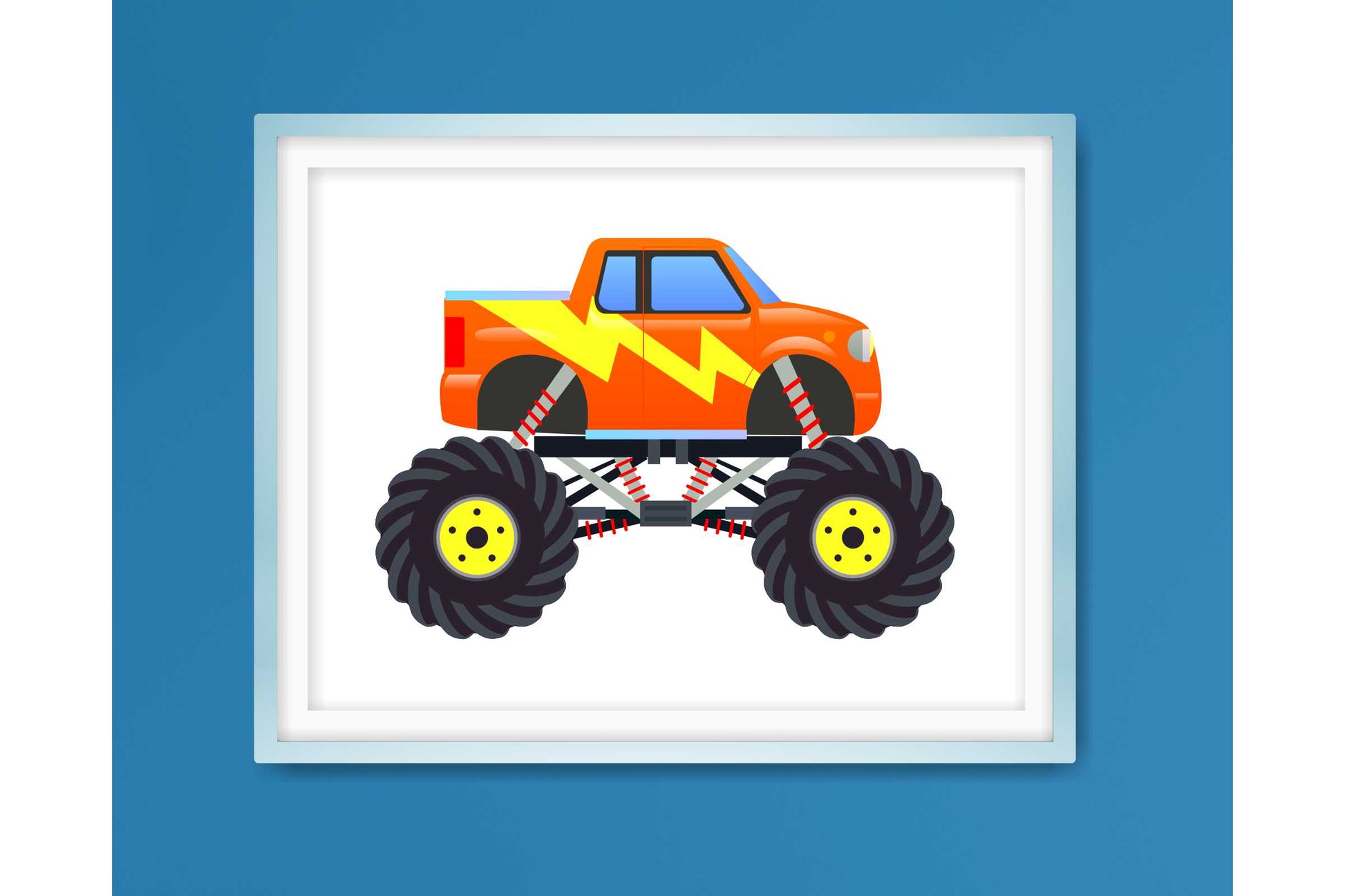 Wall Art Print for Boys Room Monster Trucks