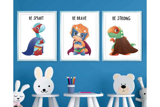 Wall Art Print for Boys Room Superhero animals