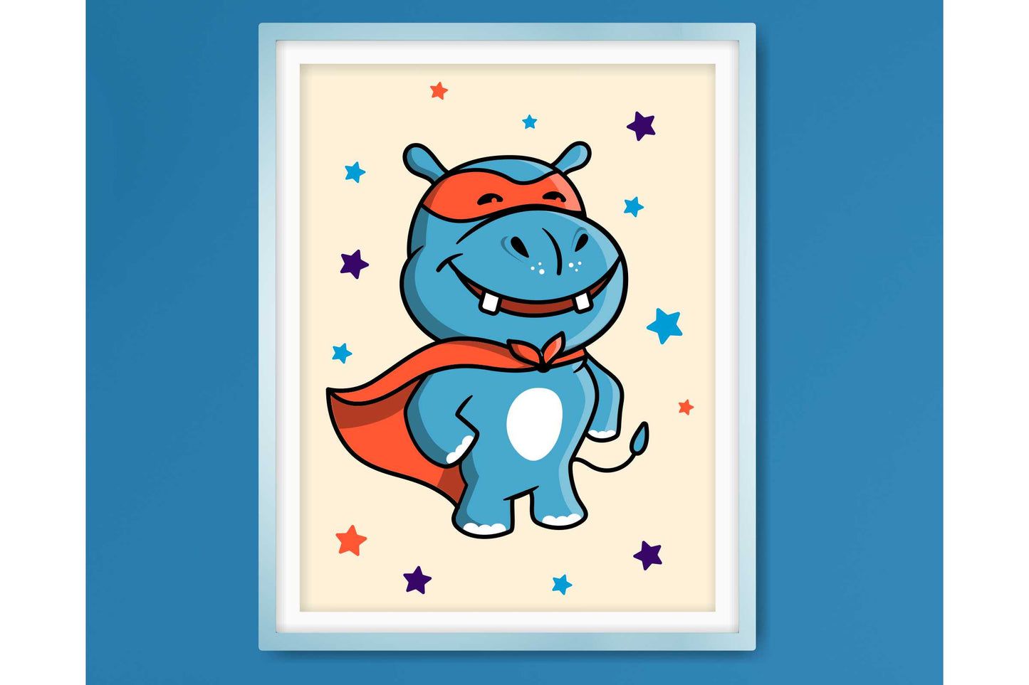 Wall Art Print for Boys Room Super Hero Cartoon Animals