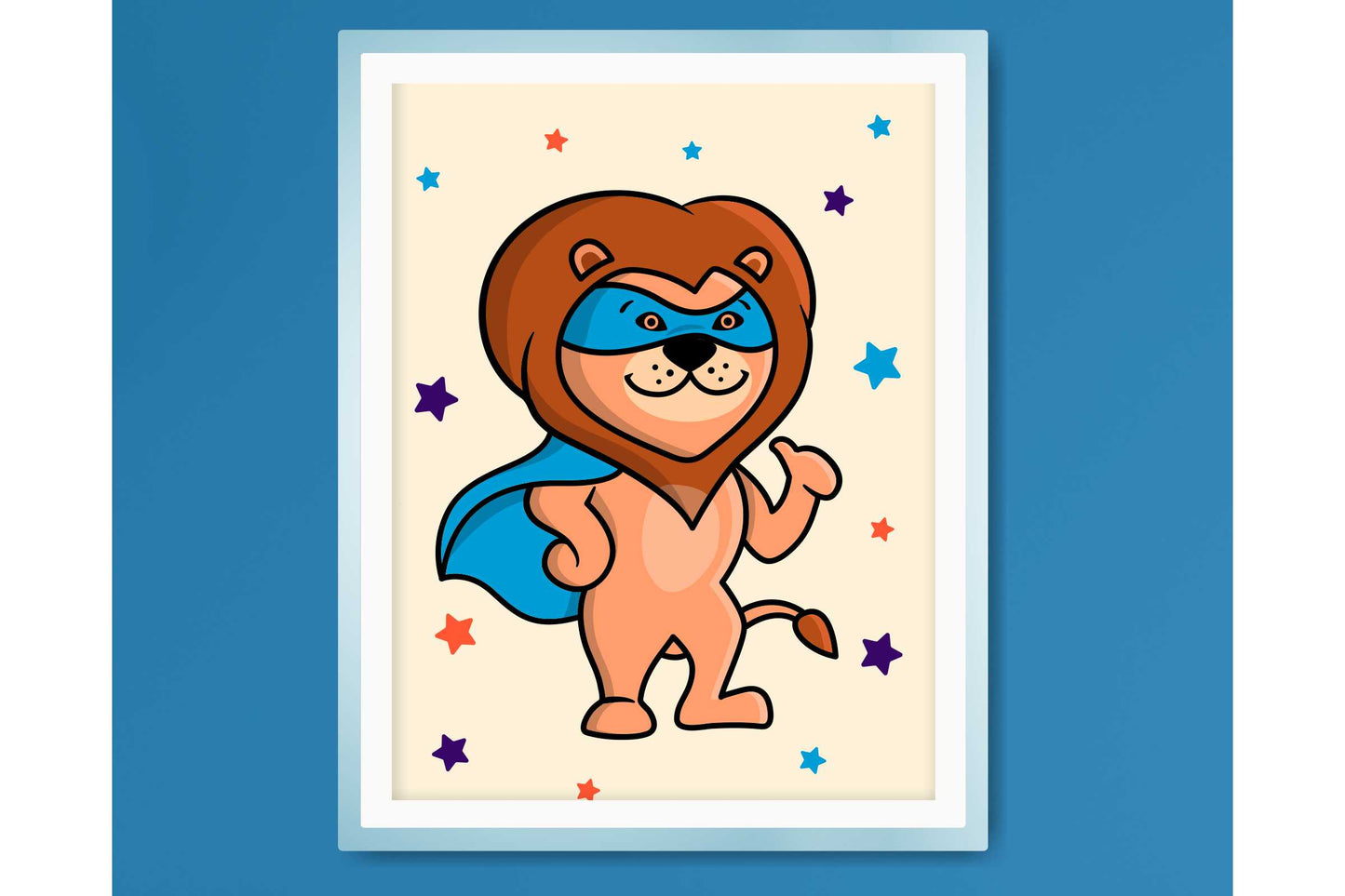 Wall Art Print for Boys Room Super Hero Cartoon Animals