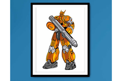 Wall Art Prints For Boys Room. Cartoon Transformer Warrior. Size A4 #124