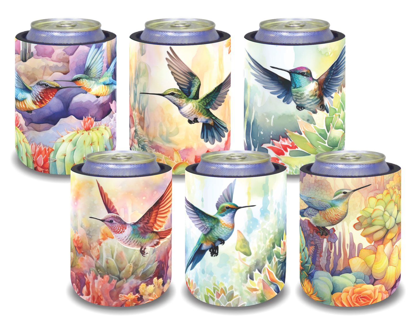 Stubby Holders for home. Set of 6. Full colour stubby holders. Floral design. #092