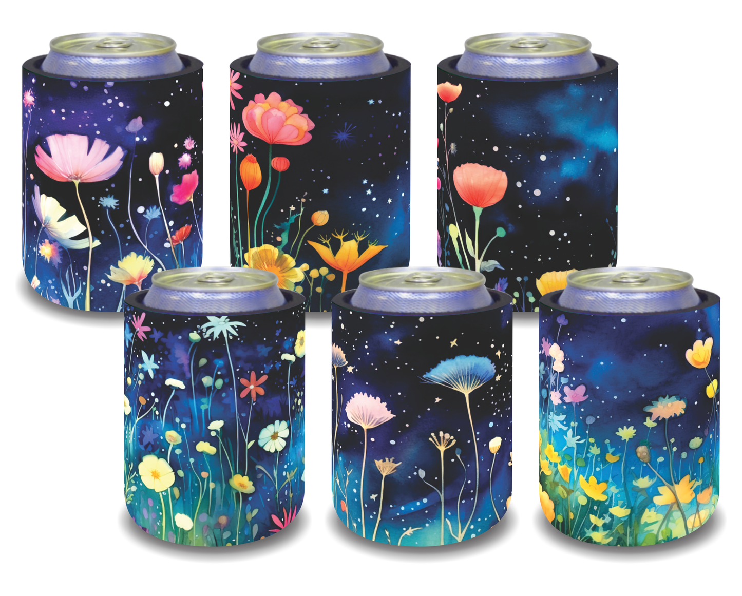 Stubby Holders for home. Set of 6. Full colour stubby holders. Floral design. #090