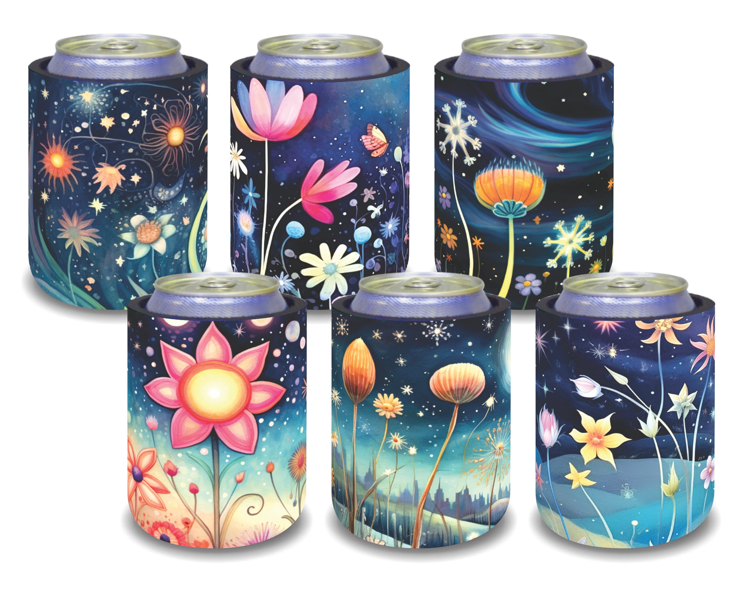 Stubby Holders for home. Set of 6. Full colour stubby holders. Floral design. #126