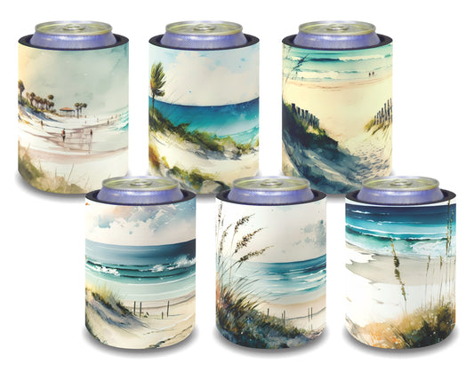 Stubby Holders for home. Set of 6. Full colour stubby holders. Vintage Ocean design #036