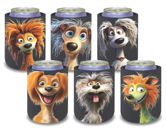 Stubby Holders for home. Set of 6. Full colour stubby holders. Funny dogs. #115