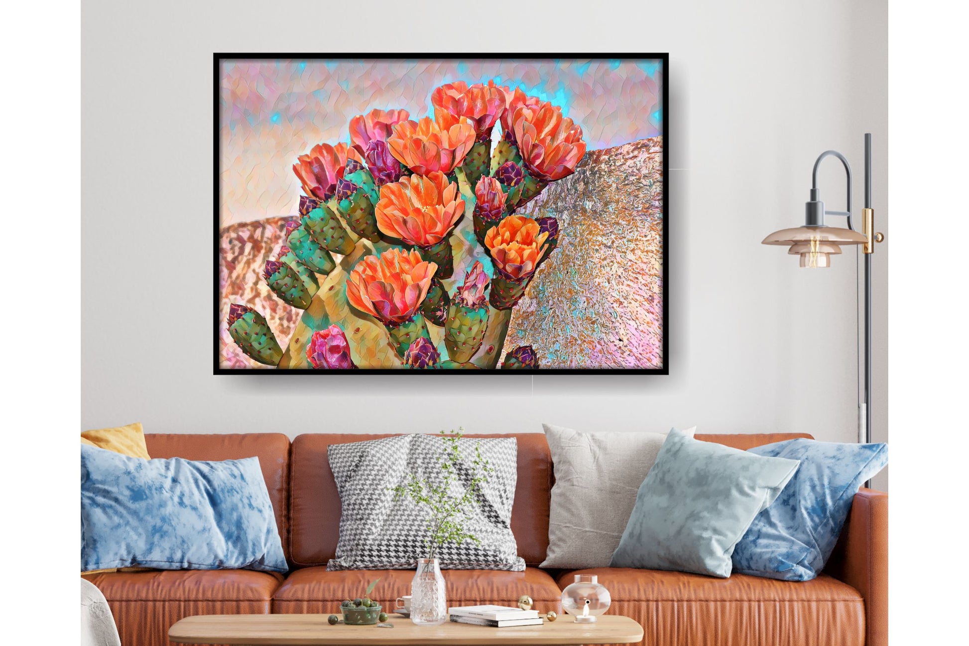 Floral and tropical floral wall art prints. Cactus.