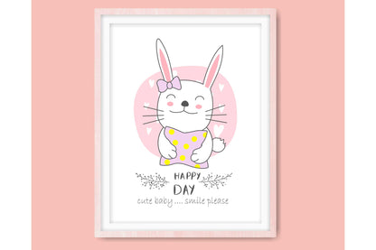 Wall Art Prints For Girls Room. Cartoon Baby Animals