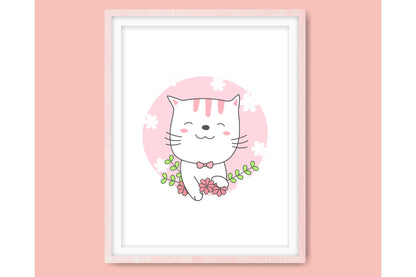 Wall Art Prints For Girls Room. Cartoon Baby Animals