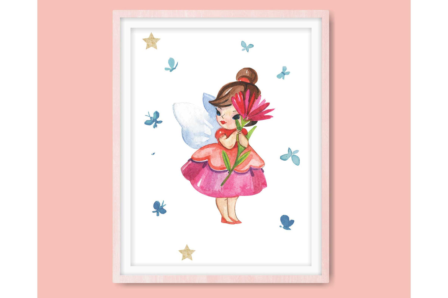 Wall Art Prints for Girls Room. Colourfull Fairy Drawings. Set of three A4 prints. #027