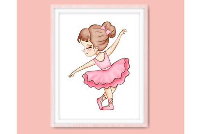 Wall Art Prints for Girls Room. Set of three cute litle ballerinas prints. A4 prints. #037