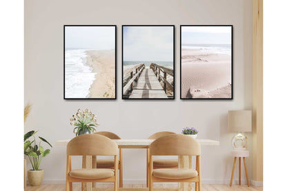 Pastel Colours Wall Art. Coastal scene. Serene beach scene. Set of 3 prints. A4 Size. #002