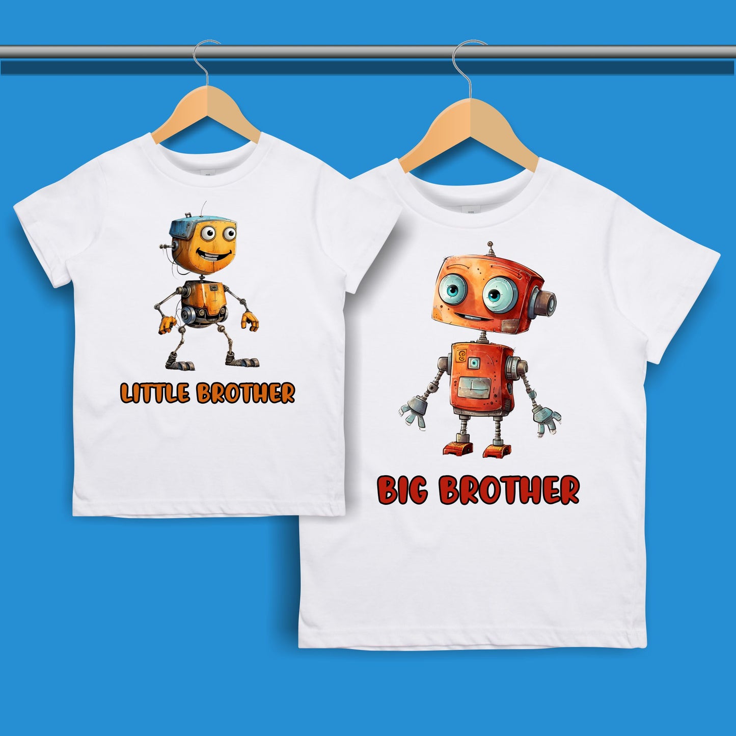 Robot Big Brother Little Brother T-shirt for Boys