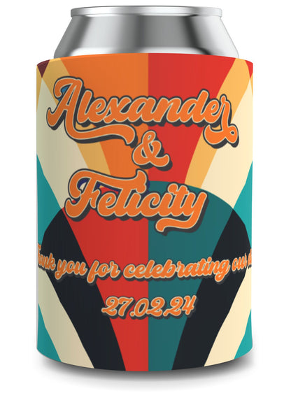 Full Colour Retro Wedding Stubby Holder / Can Cooler - Quantity of 20 - Design 15