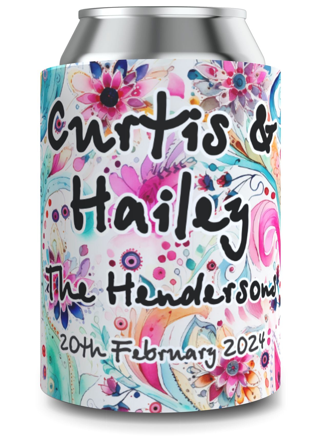 Full Colour Floral Wedding Stubby Holder / Can Cooler  - Quantity of 20 - Design 18