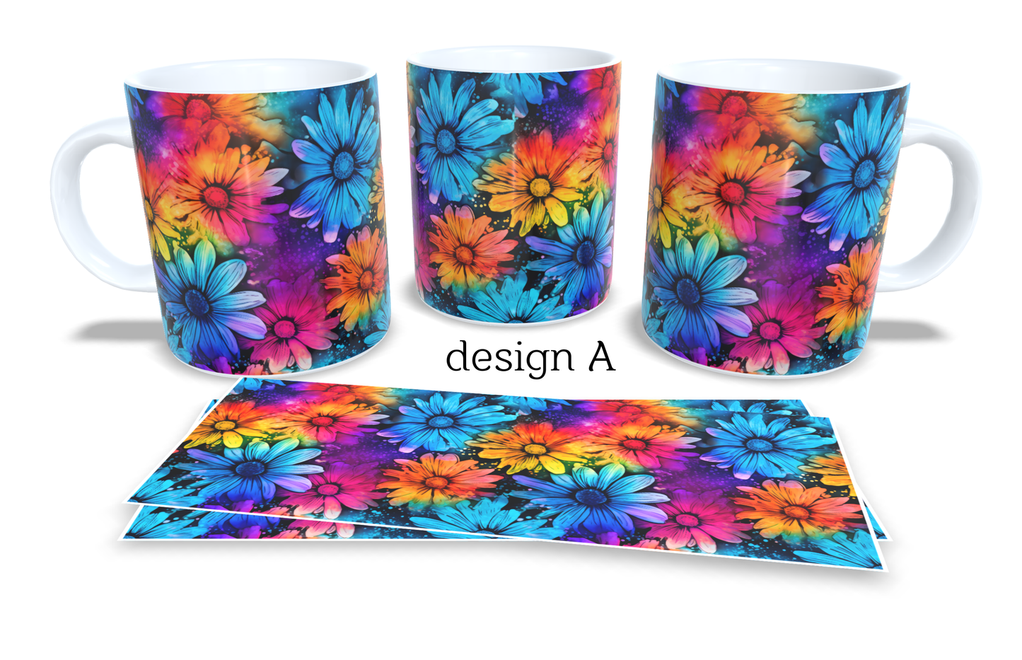 Colourfull Coffee and Tea Mug. Coffee Cup. Tea Mug. Watercolour floral design. Full colour sublimated #252