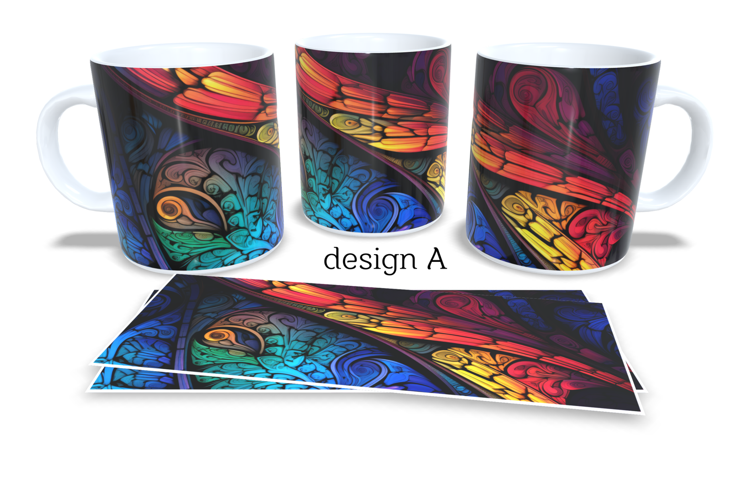 Colourfull Coffee and Tea Mug. Coffee Cup. Tea Mug. Abstract colourfull shapes. Full colour sublimated #256