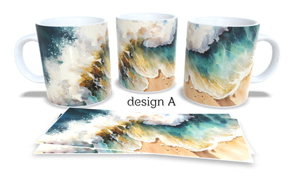 #289 Colourfull Coffee and Tea Mug. Coffee Cup. Tea Mug. Ocean waves. Full colour sublimated