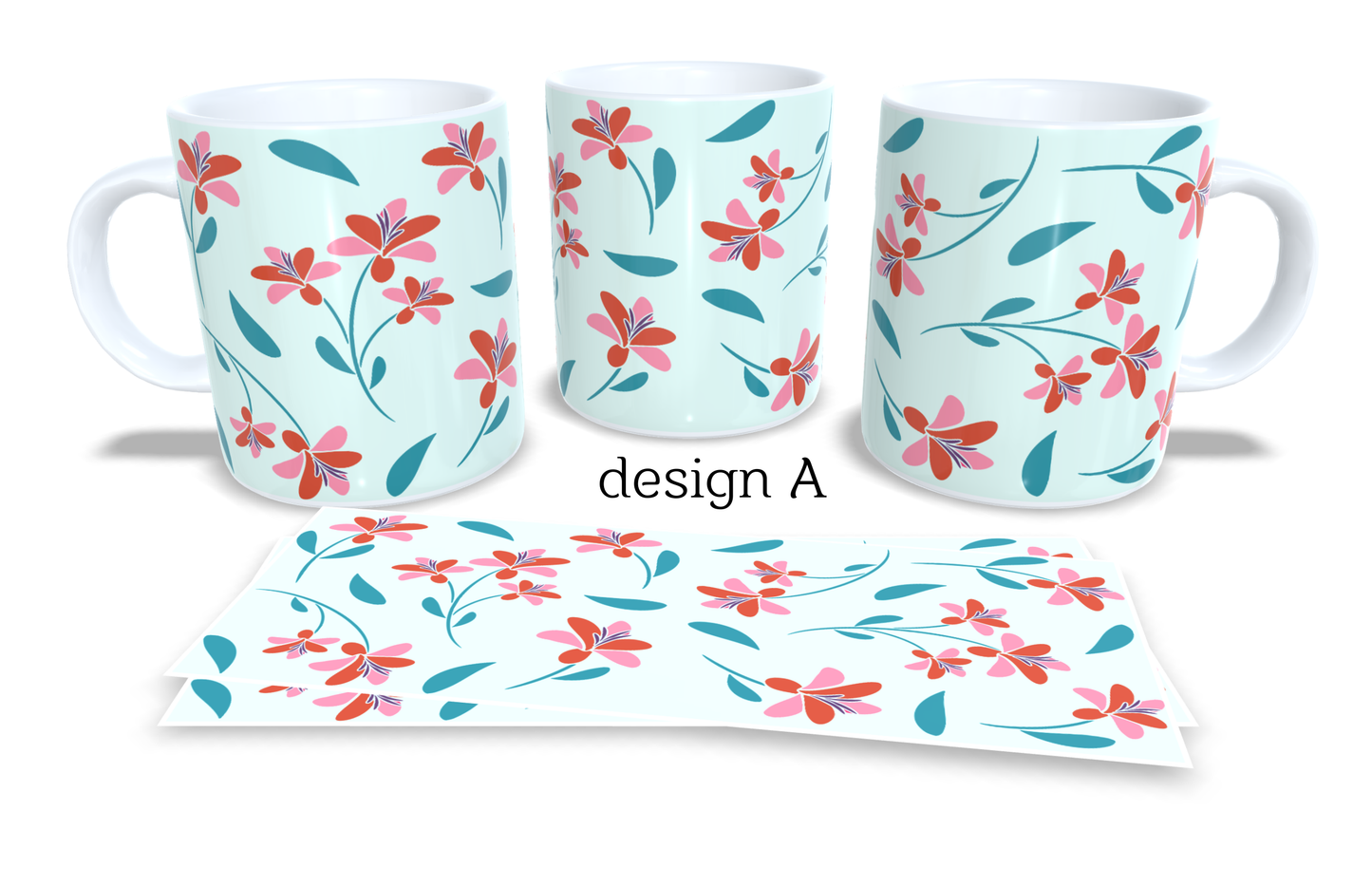 #222 Colourfull Coffee and Tea Mug. Coffee Cup. Tea Mug. Floral design. Full colour sublimated