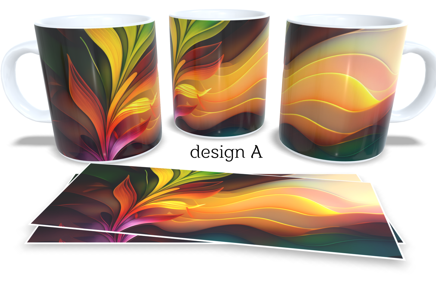 Colourfull Coffee and Tea Mug. Coffee Cup. Tea Mug. abstract 3D floral shapes. Full colour sublimated #218