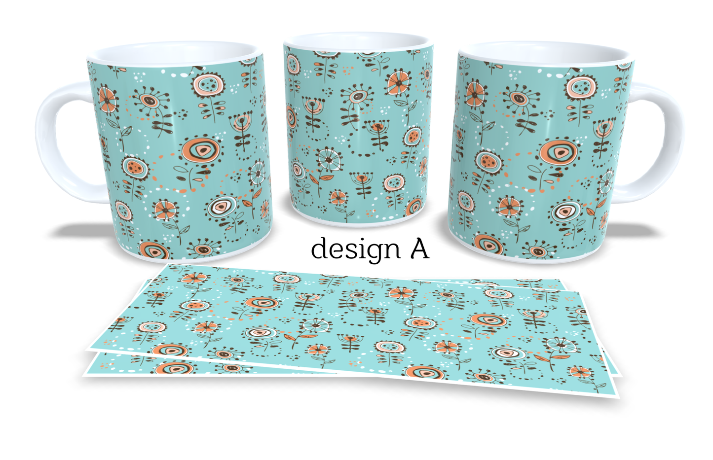 #235 Colourfull Coffee and Tea Mug. Coffee Cup. Tea Mug. Colourfull abstract floral design. Full colour sublimated