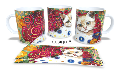 #380 Colourfull Coffee and Tea Mug. Coffee Cup. Tea Mug. Abstract cats design. Full colour sublimated