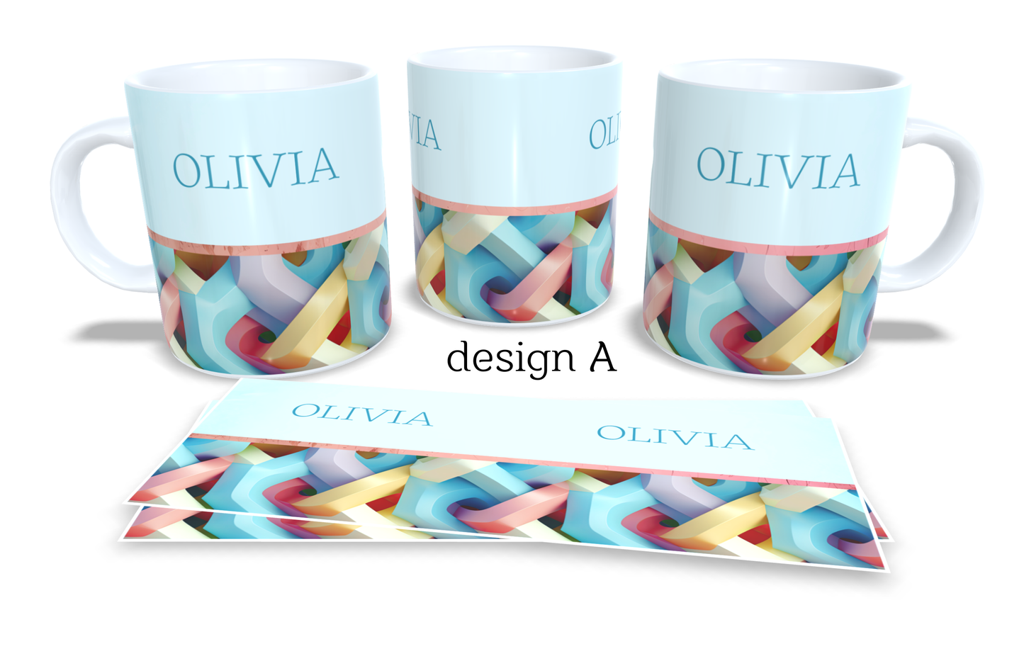 #202 Personalized Colourfull Coffee and Tea Mug. Coffee Cup. Tea Mug. Elegant abstract design. Full colour sublimated