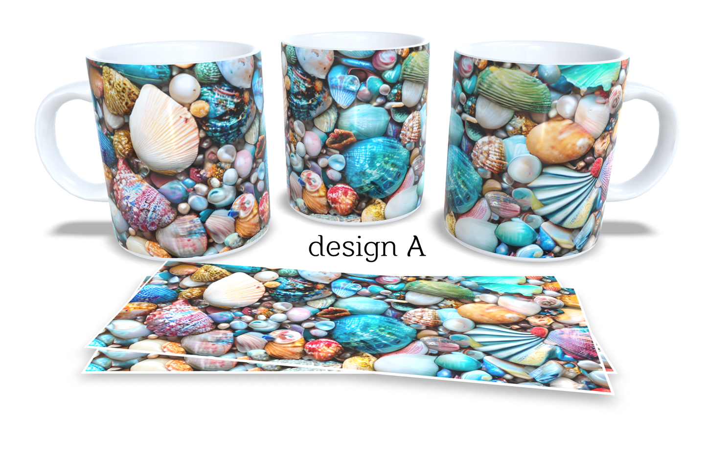 #049 Colourfull Coffee and Tea Mug. Coffee Cup. Tea Mug. Beach pebbles. Full colour sublimated