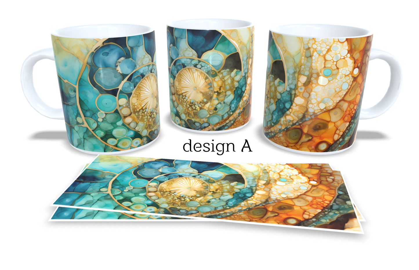 Colourfull Coffee and Tea Mug. Coffee Cup. Tea Mug. Abstract shells design. Full colour sublimated #014