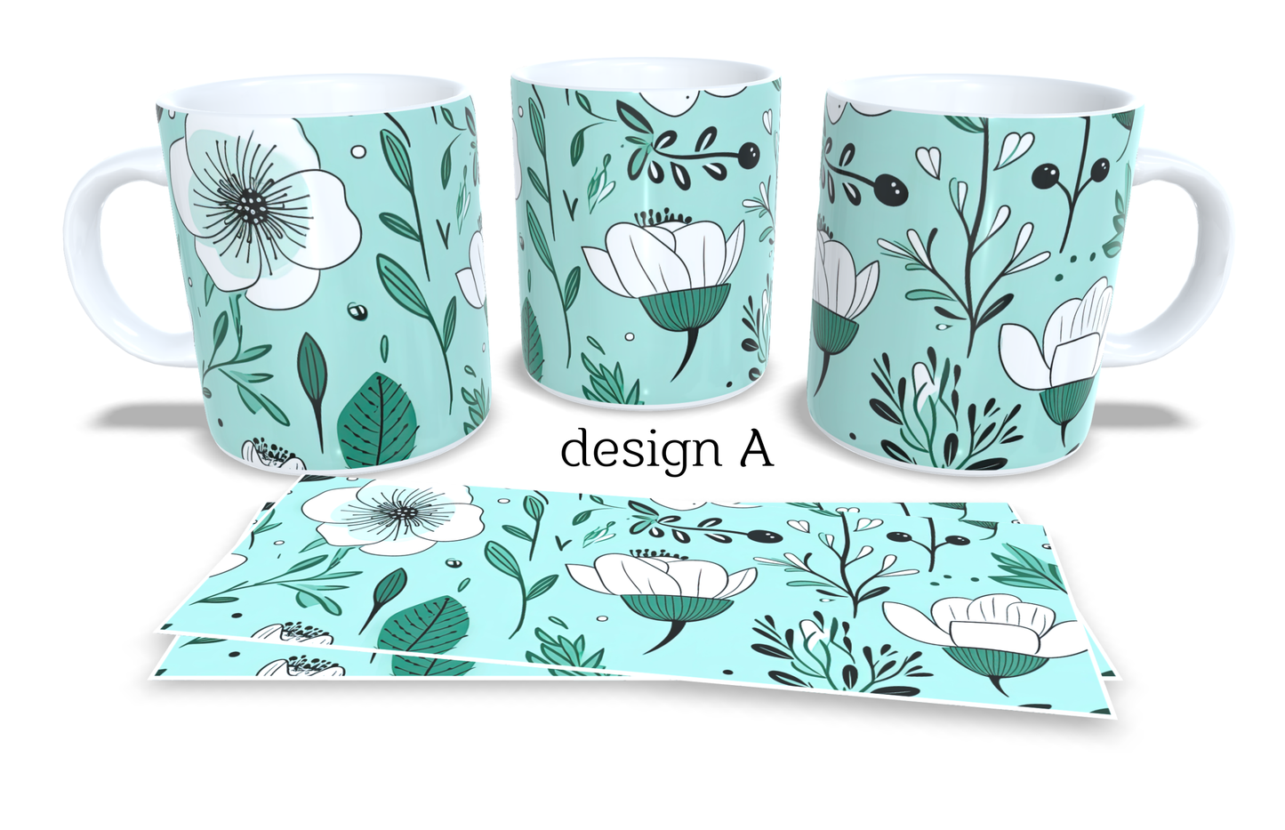 #423 Colourfull Coffee and Tea Mug. Coffee Cup. Tea Mug. Delicate floral design. Full colour sublimated