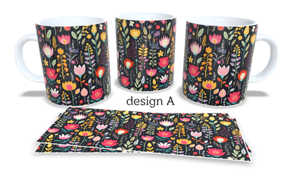 Colourfull Coffee and Tea Mug. Coffee Cup. Tea Mug. Boho floral design. Full colour sublimated #239