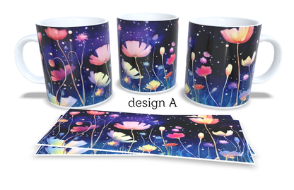 Colourfull Coffee and Tea Mug. Coffee Cup. Tea Mug. Floral design. Full colour sublimated #090