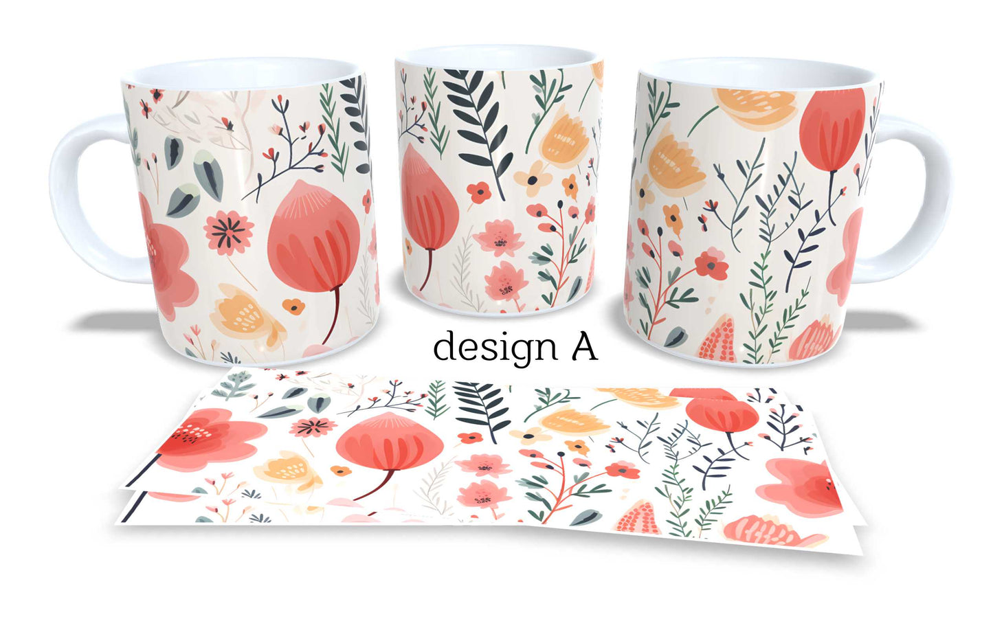 #219 Colourfull Coffee and Tea Mug. Coffee Cup. Tea Mug. Beautiful floral design. Full colour sublimated.