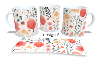 #219 Colourfull Coffee and Tea Mug. Coffee Cup. Tea Mug. Beautiful floral design. Full colour sublimated.