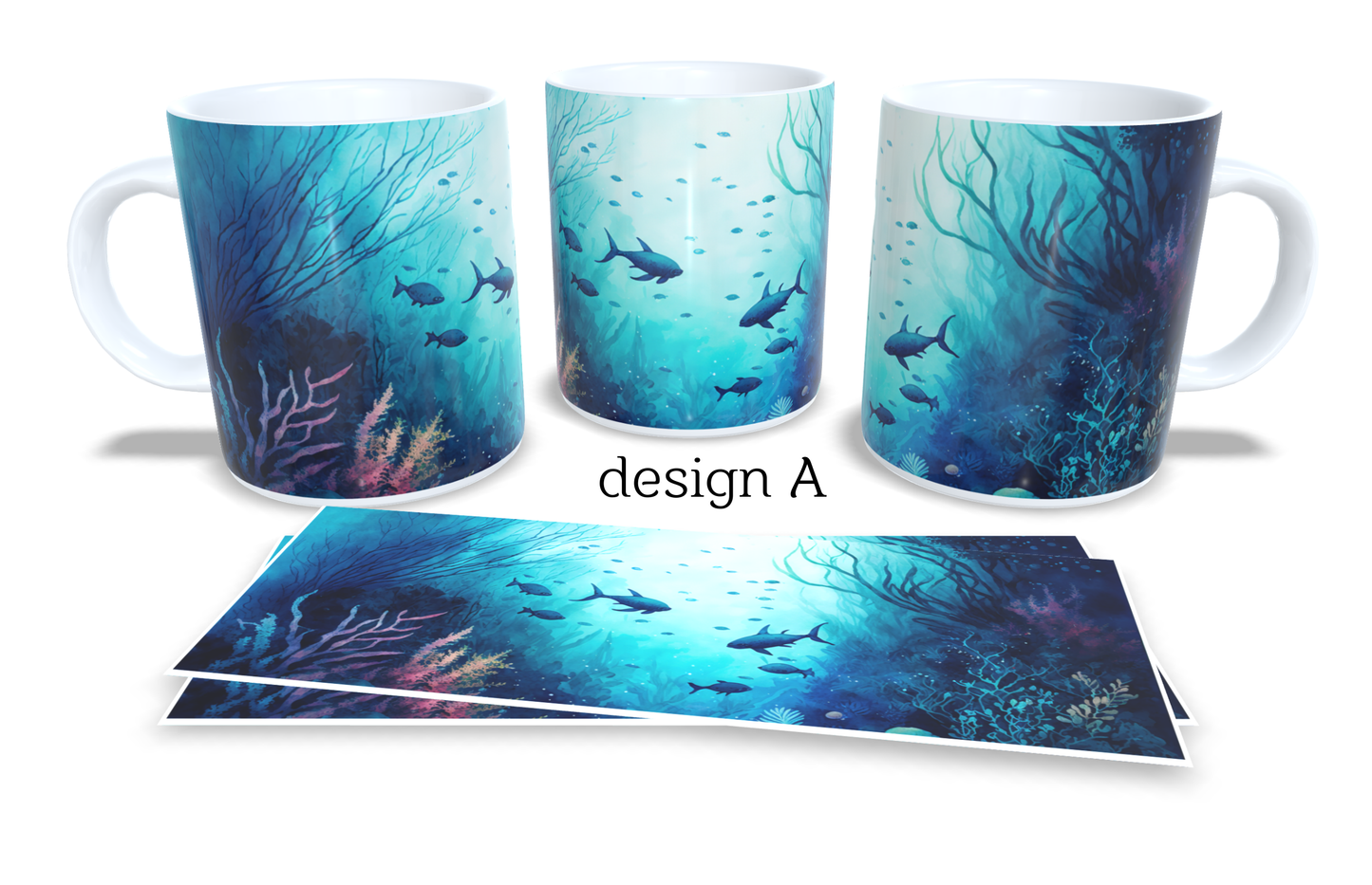 Colourfull Coffee and Tea Mug. Coffee Cup. Tea Mug. Under the sea design. Full colour sublimated #029