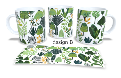 Colourfull Coffee and Tea Mug. Coffee Cup. Tea Mug. Abstract tropical leaves. Full colour sublimated #229