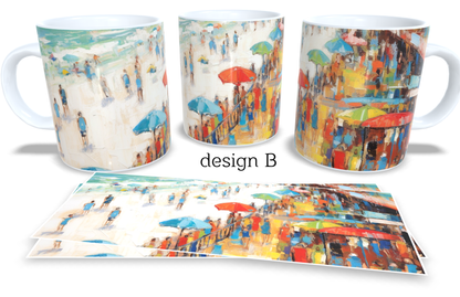 Colourfull Coffee and Tea Mug. Coffee Cup. Tea Mug. Watercolour boardwalk abstract painting. Full colour sublimated #216