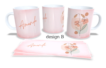 #233 Personalized Colourfull Coffee and Tea Mug. Coffee Cup. Tea Mug. Colourfull abstract floral shapes. Full colour sublimated