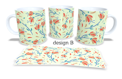 #222 Colourfull Coffee and Tea Mug. Coffee Cup. Tea Mug. Floral design. Full colour sublimated