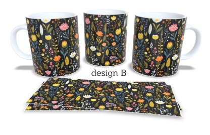 Colourfull Coffee and Tea Mug. Coffee Cup. Tea Mug. Boho floral design. Full colour sublimated #239