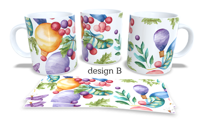 Colourfull Coffee and Tea Mug. Coffee Cup. Tea Mug. Watercolour floral design.