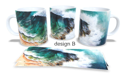 #289 Colourfull Coffee and Tea Mug. Coffee Cup. Tea Mug. Ocean waves. Full colour sublimated