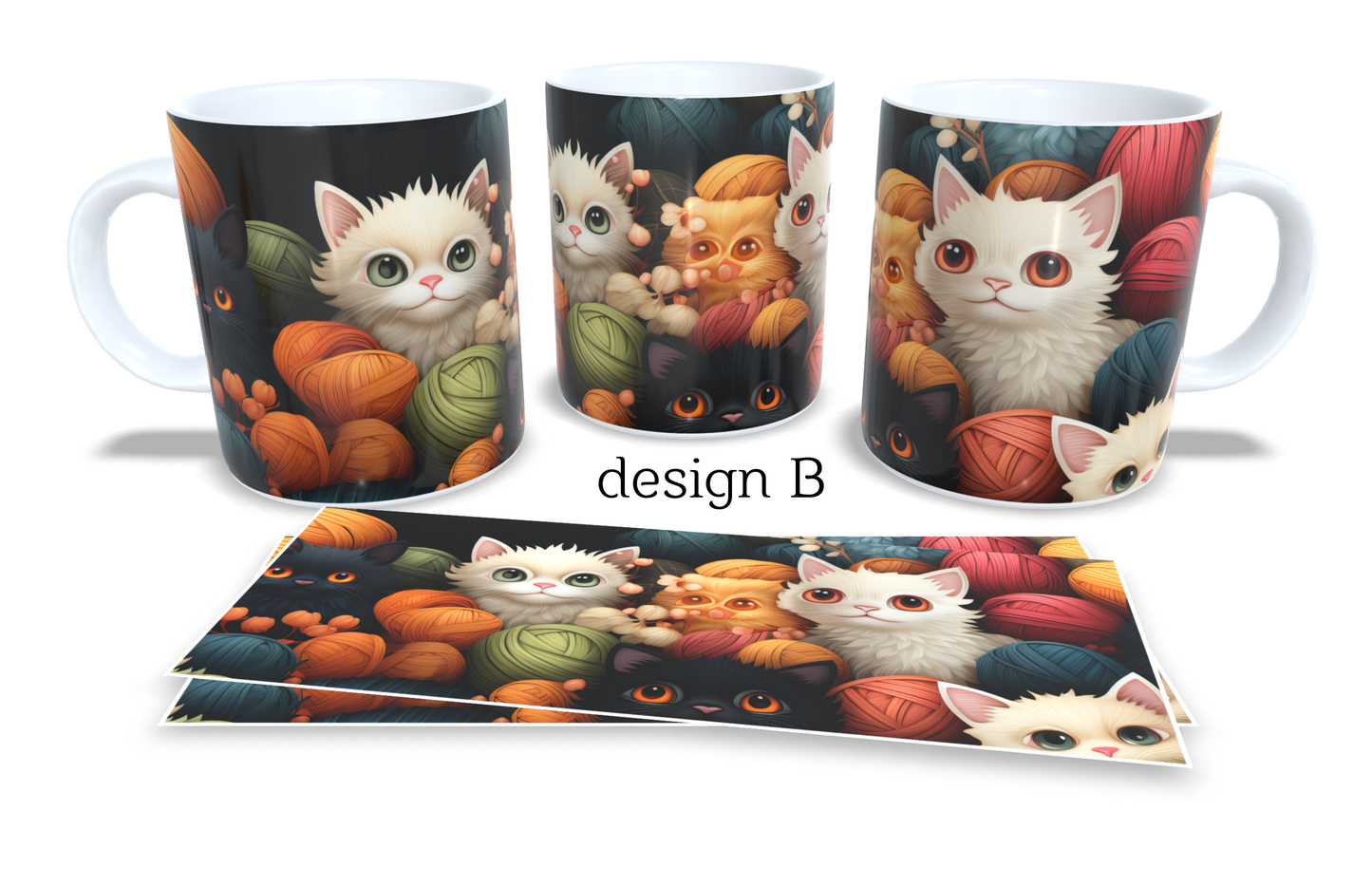 #065 Colourfull Coffee and Tea Mug. Coffee Cup. Tea Mug. Cute cats design. Full colour sublimated