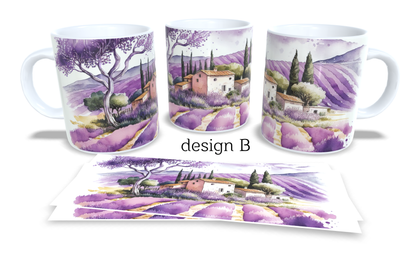 Colourfull Coffee and Tea Mug. Coffee Cup. Tea Mug. Lavander fields. Full colour sublimated #224