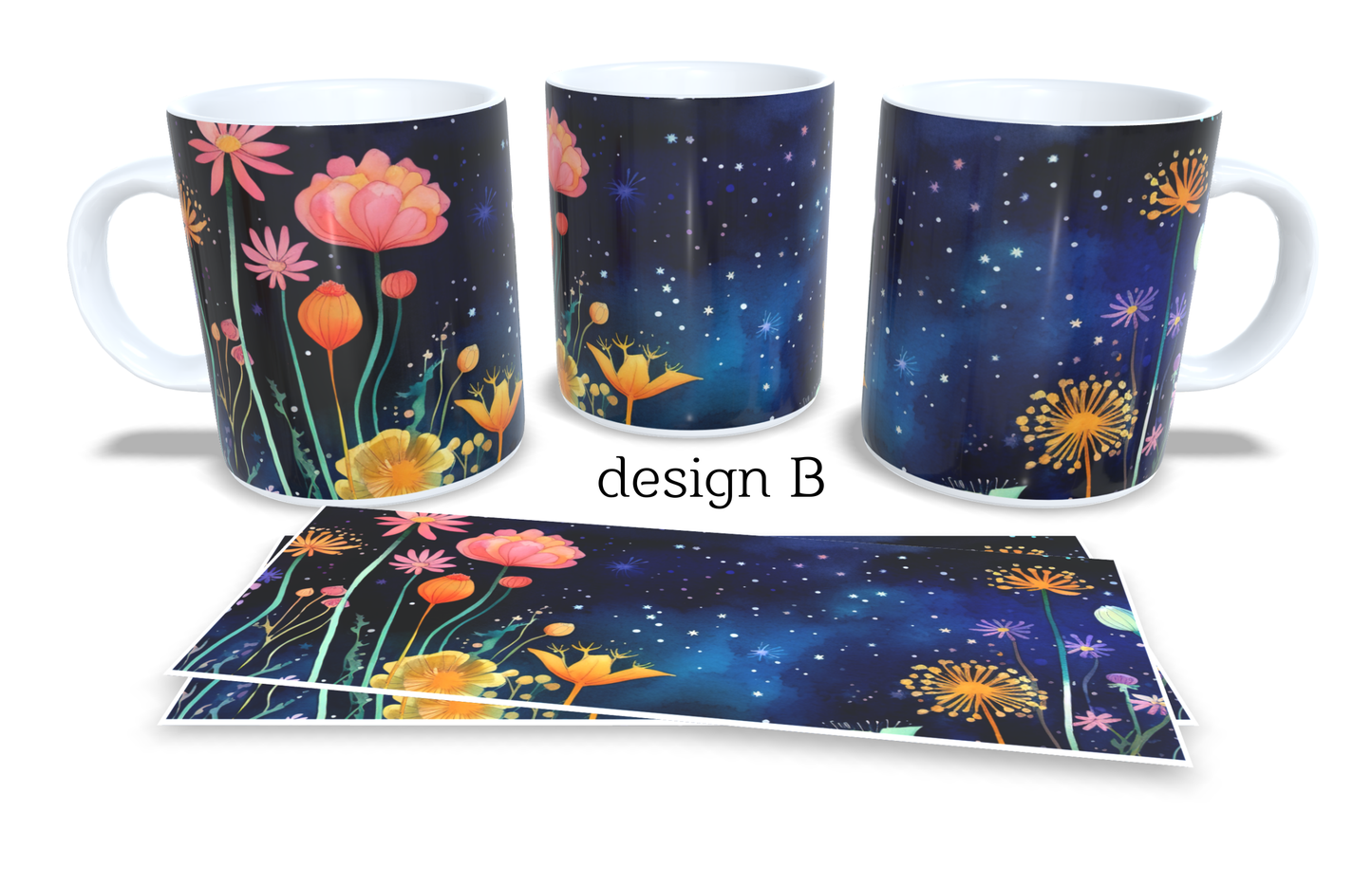 Colourfull Coffee and Tea Mug. Coffee Cup. Tea Mug. Floral design. Full colour sublimated #090